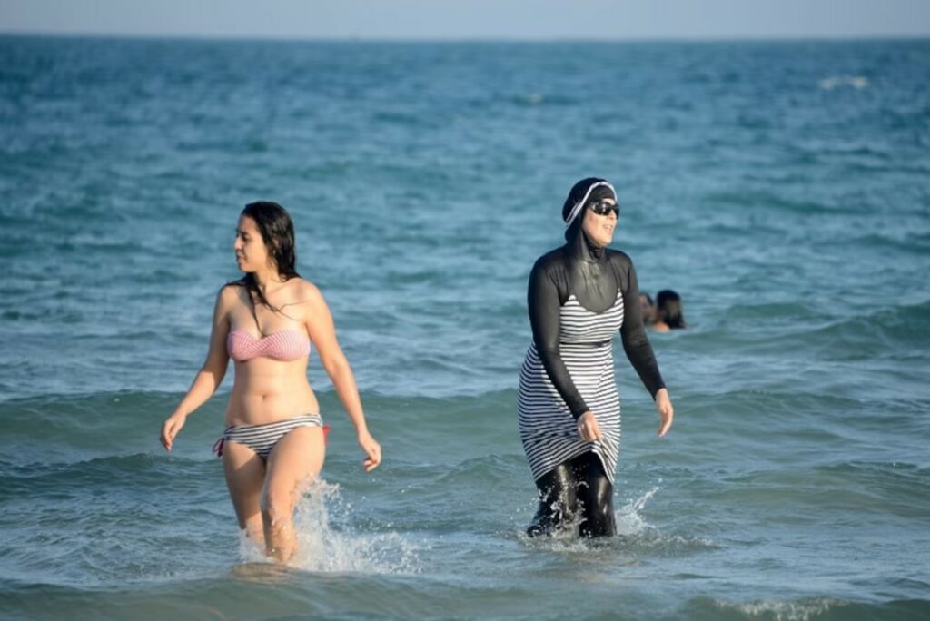 Burkini which wear Muslim Lady while bathing
