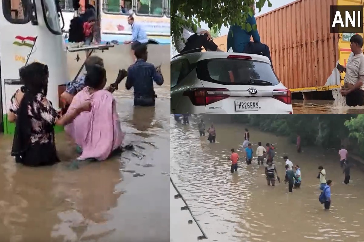 नदी है या एक्सप्रेस वे? पहचान पाना मुश्किल, मूसलाधार बारिश के बाद बिगड़े हालात, कमर तक पानी पार कर जा रहे लोग