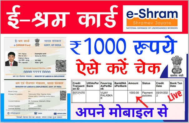 E Shram Card Allowance Status Check 2023