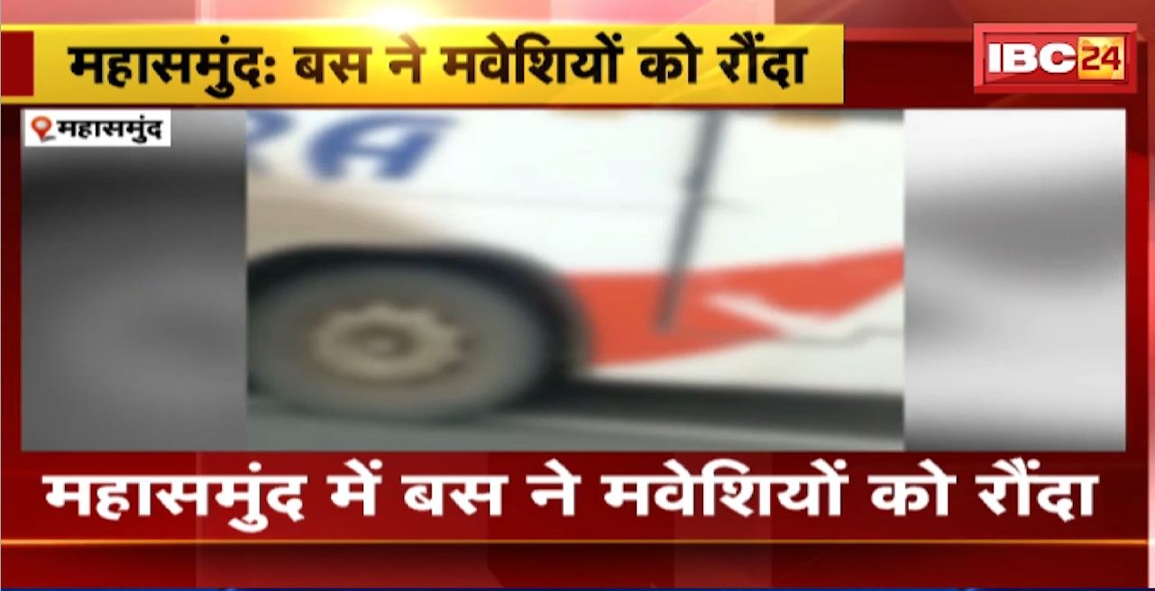 Mahasamund Accident : बस ने मवेशियों को रौंदा। हादसे में 17 मवेशियों की मौत। हादसे के बाद बस चालक हुआ फरार