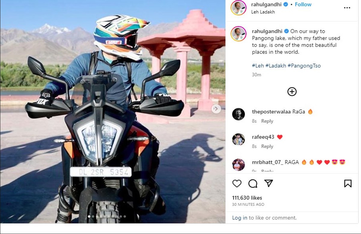 पैंगोंग झील पर राइडिंग करते नजर आए राहुल गांधी, सोशल मीडिया पर किया भावुक पोस्ट, लिखी ऐसी बात