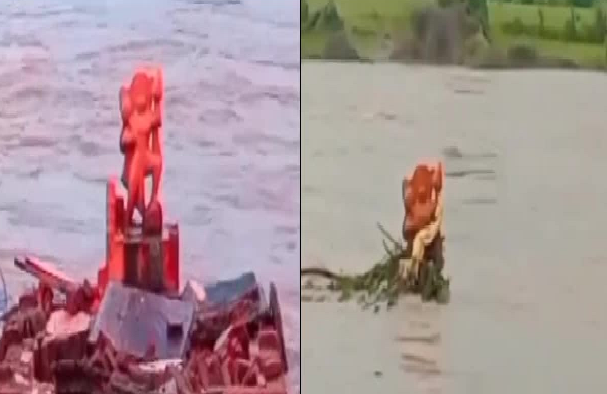 Damoh news: अद्भुत चमत्कार! बाढ़ से धराशायी हुआ मंदिर, टस से मस नहीं हुई बजरंग बली की प्रतिमा, देखें वीडियों