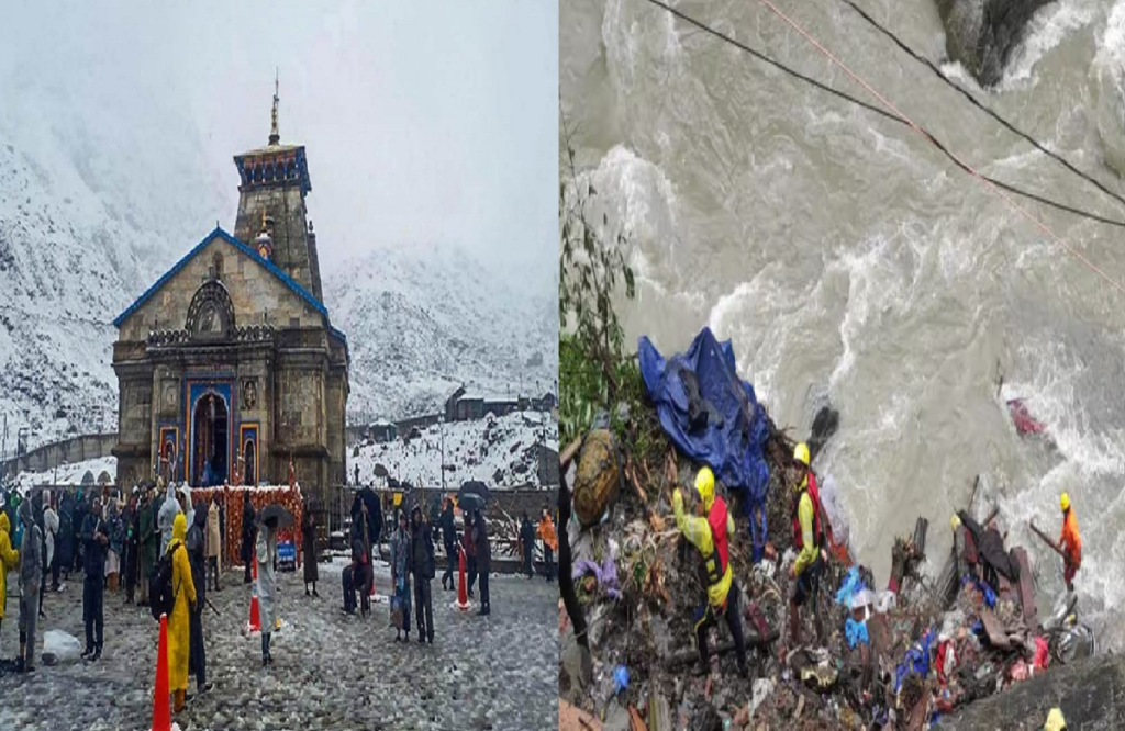 Heavy landslide in Gaurikund of Kedarnath