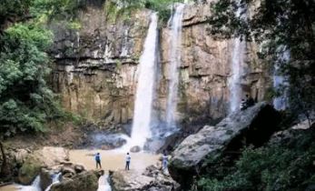 टाइगर पॉइंट पर सुन्दर झरना मनोरम दृश्यों के साथ जंगल को एक अनोखा परिदृश्य प्रदान करती है।