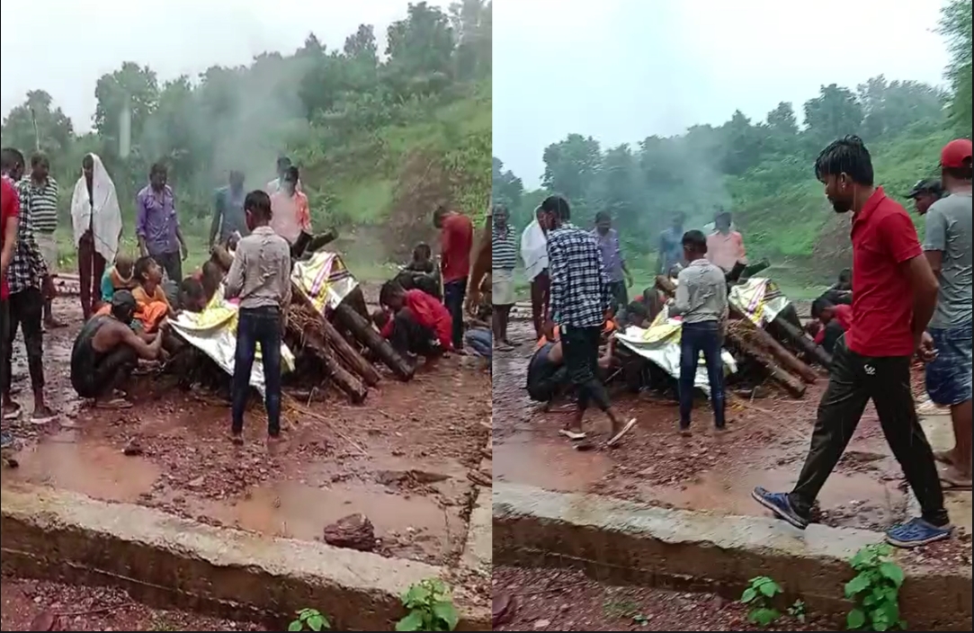 Jabalpur News : प्रशासन के दावों की खुली पोल…! भारी बारिश में शव को जलाने की नहीं कोई व्यवस्था, तिरपाल लगाकर किया अंतिम संस्कार