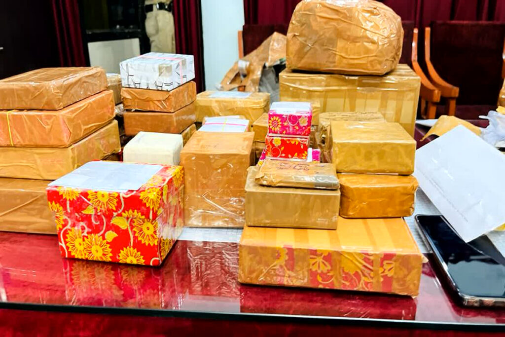 Police seized a bag full of gold