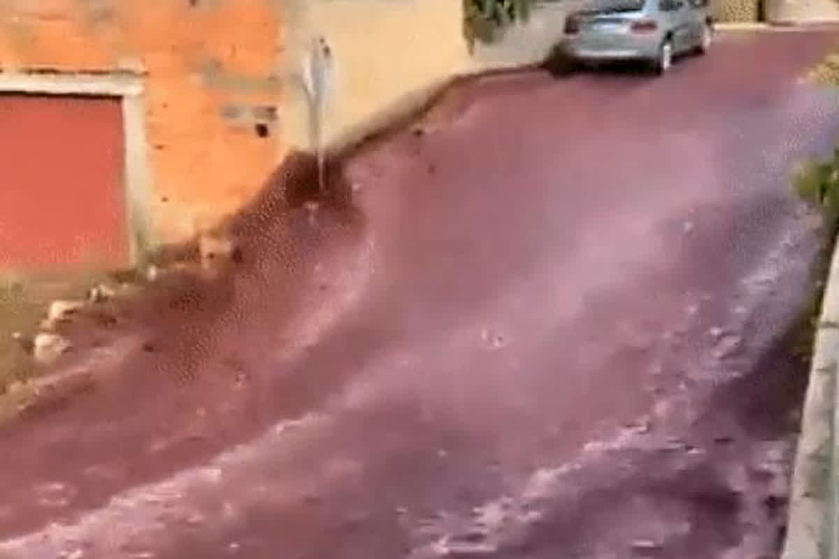 Red Wine Flood Video : इस शहर में आई Red Wine की बाढ़, वीडियो देख आप भी रह जाएंगे दंग