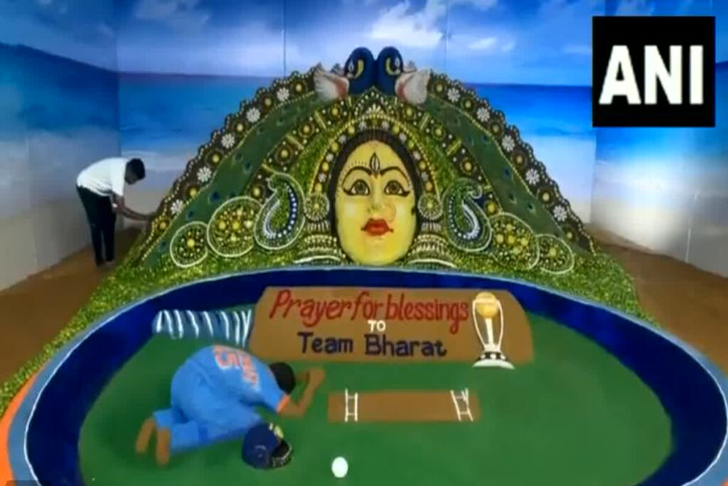 Sand idol of Goddess Durga made from more than 5,000 lemons