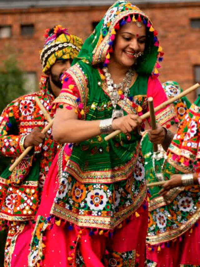 Multicolor cotton print and mirror work gujarati garba navratri lehenga  chaniya choli | Garba dress, Unique blouse designs, Party wear indian  dresses