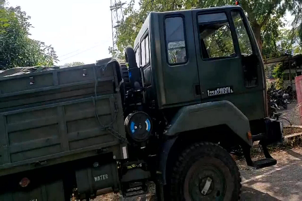 Army vehicle hit by dumper