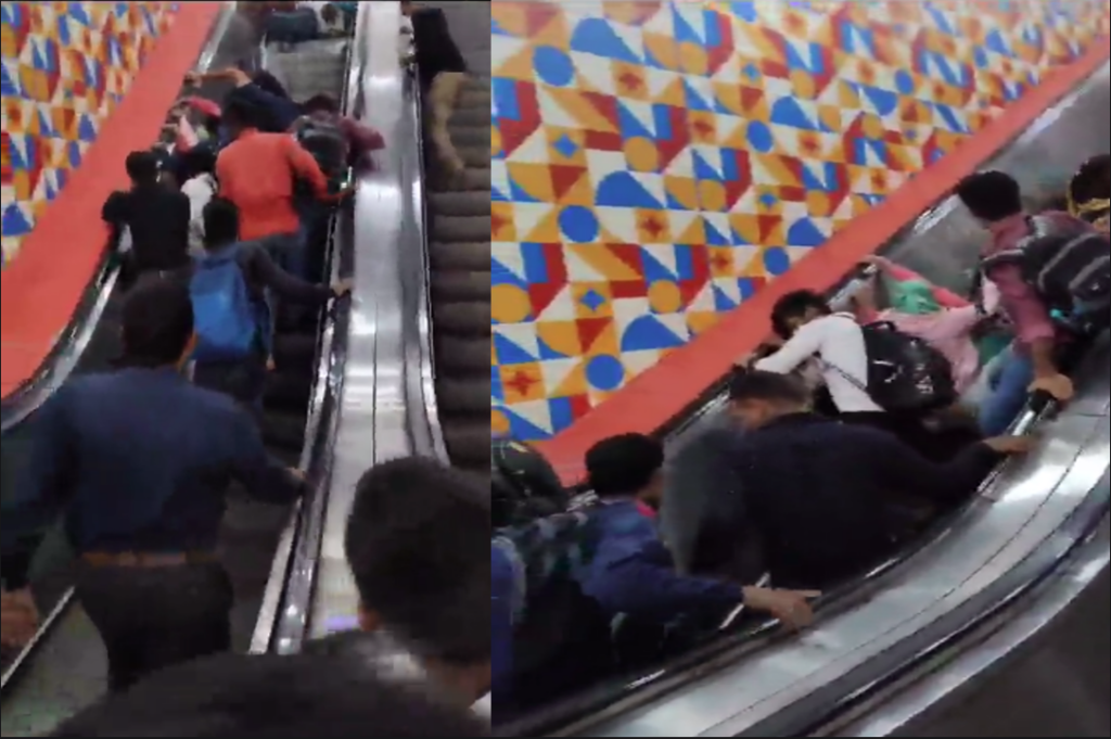 People trapped in escalator of Agra railway station