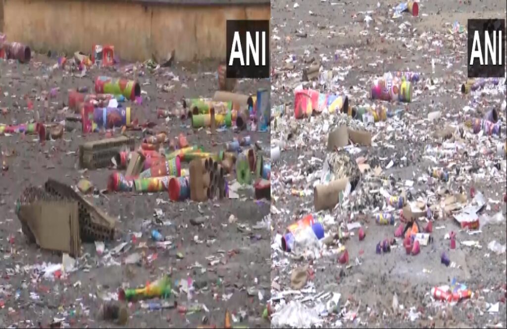 Firecracker waste on Chennai road