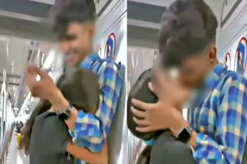 Couple Kissing Video In Delhi Metro