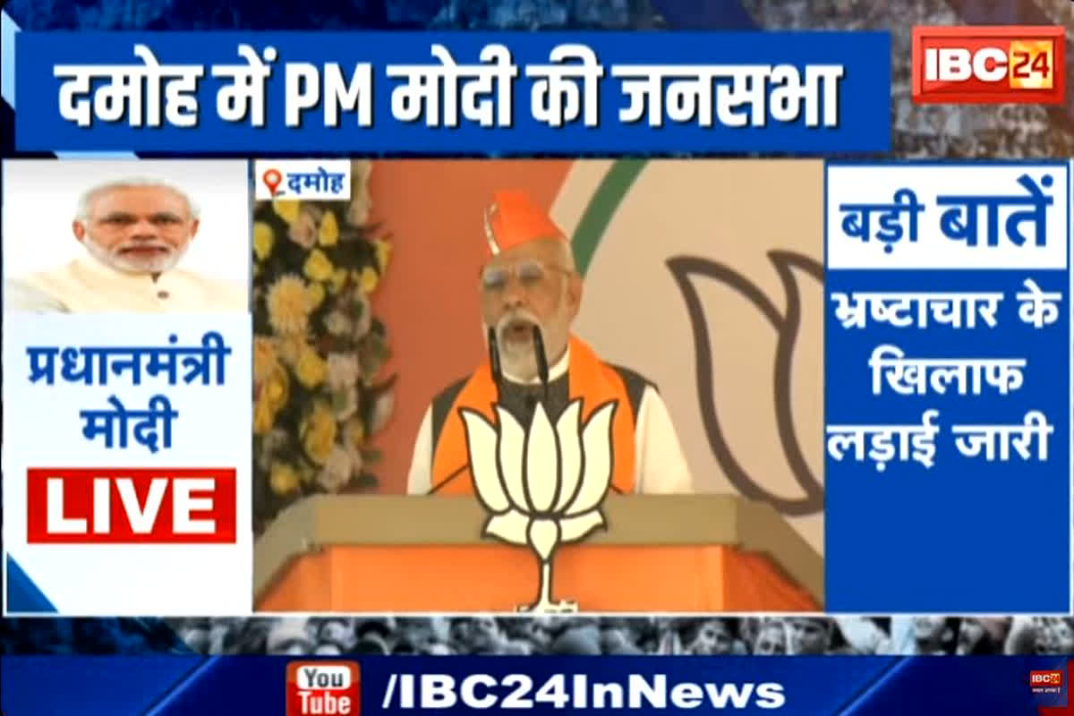 PM Modi Speech in Damoh: पीएम मोदी ने दमोह में जनसभा को किया संबोधित, कांग्रेस पर जमकर साधा निशाना