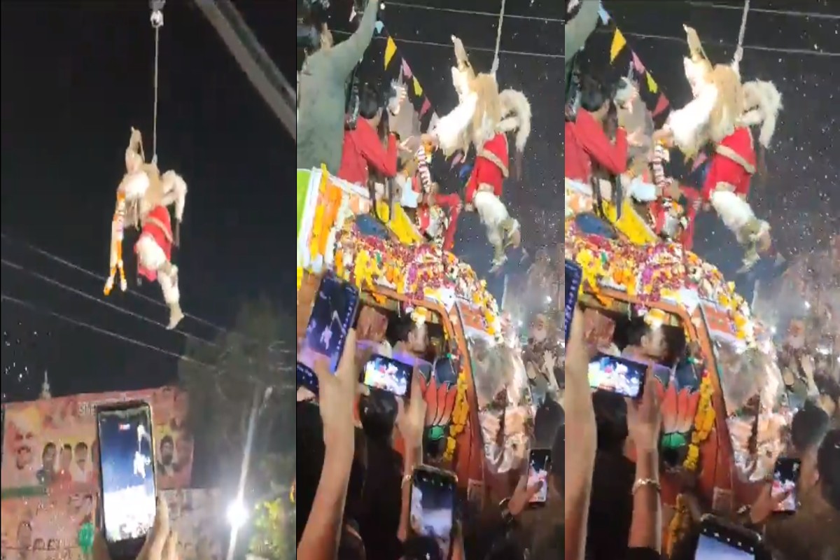 Grand welcome of CM Mohan: अनोखे अंदाज में हुआ सीएम का स्वागत, उड़कर आए बजरंगबली सीएम को पहनाई माला