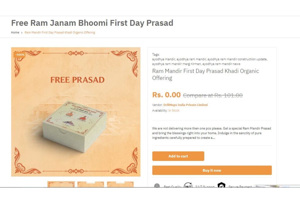 Ram Mandir Prasad Booking online