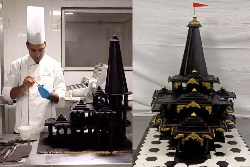 Replica of Ram Mandir Made From Chocolate