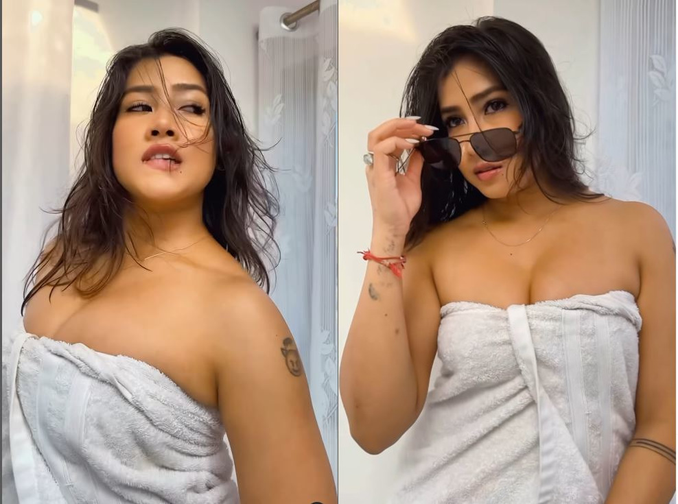 सोशल मीडिया स्टार ने शेयर किया Sexy Video, तौलिए से ढका भीगा बदन