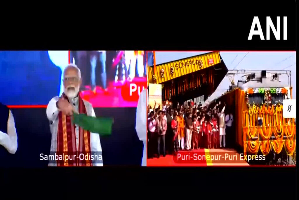 PM Modi flags off the Puri-Sonepur passenger train