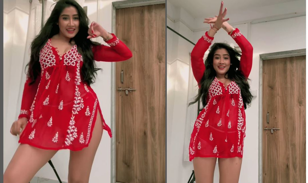 Gujrati girl Sexy video HD: एक्ट्रेस ने लाल ड्रेस में पोस्ट किया सेक्सी वीडियो, भोजपुरी गाने में उड़ाया गर्दा