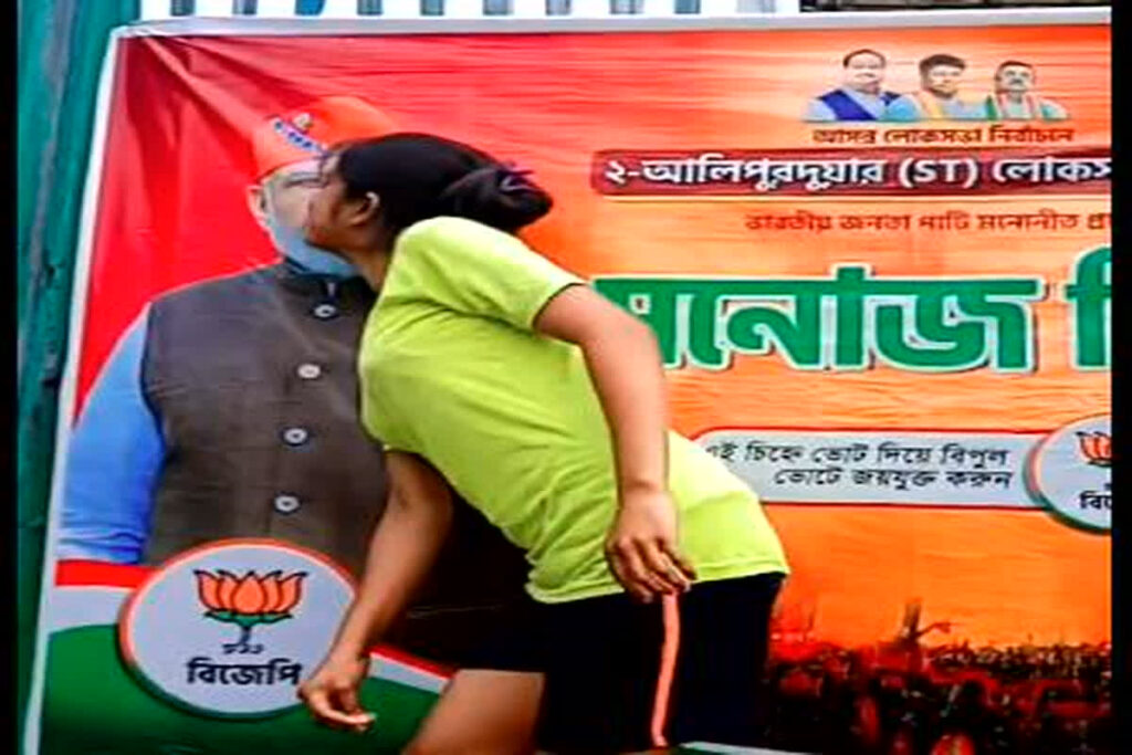 Girl Kissing PM Modi Poster