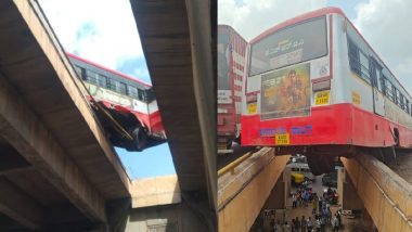 Bus Accident In Bengaluru : डिवाइडर से टकराकर फ्लाईओवर पर लटकी यात्रियों से भरी बस, 6 लोग गंभीर रूप से हुए घायल