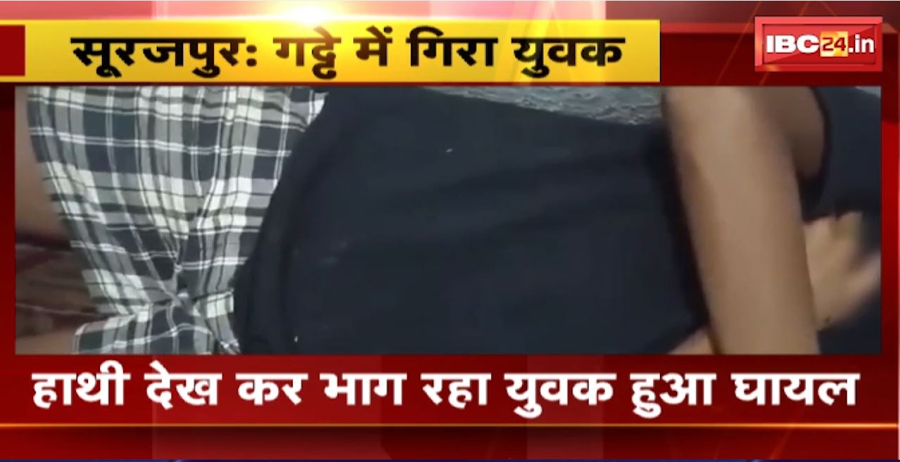 Surajpur News : हाथी देख कर भाग रहा युवक हुआ घायल। भागते समय गड्ढे में गिरा युवक