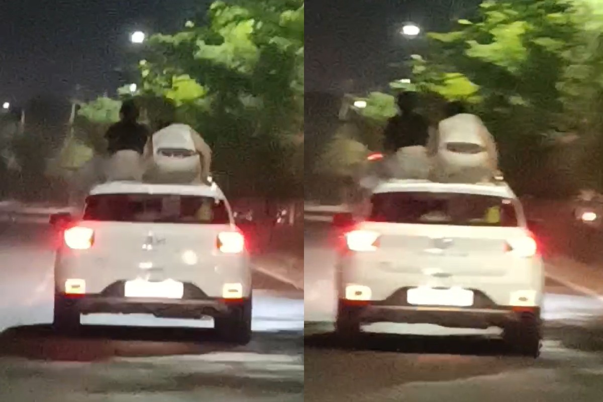 Viral Video : कार की छत पर खुल्लम खुल्ला ऐसा काम करते दिखे युवक-युवती, नहीं आई कोई लाज-शर्म, जमकर वायरल हो रहा वीडियो