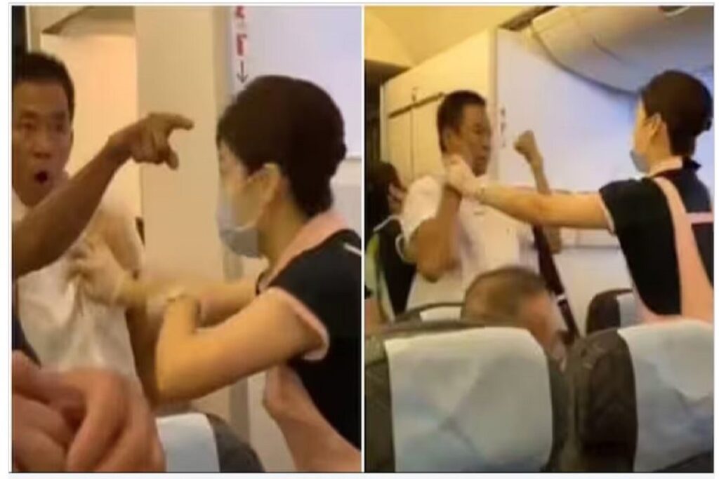 fight in flight video viral: