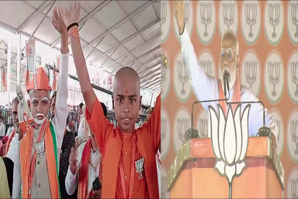 Duplicates of PM Modi and CM Yogi : ‘ये मोदी तो हाथ भी हिला रहा’..! प्रधानमंत्री की सभा में दिखे नन्हें मोदी-योगी, पीएम ने कहा- ‘कितना सुंदर लग रहा ये मोदी’