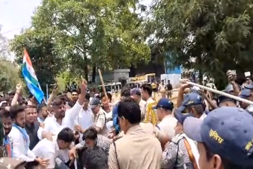 NSUI students protest on paper leak