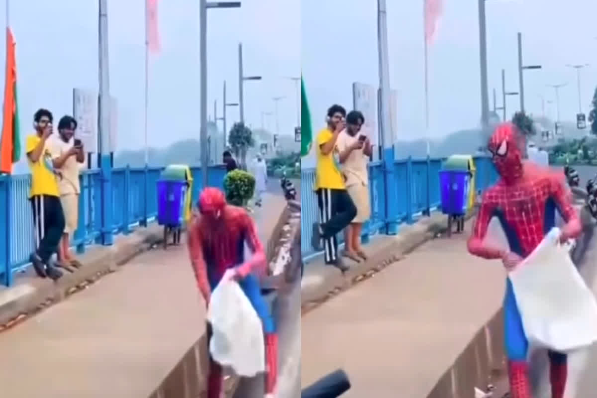 Spider-Man Video Viral: स्पाइडर मैन ने फिर चुराया दिल का चैन…! सड़क पर करने लगा ये काम, वीडियो देख आप भी हो जाएंगे दीवाने