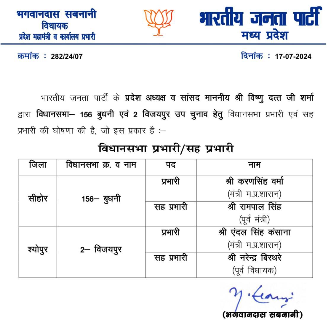 Budhni and Vijaypur by-election