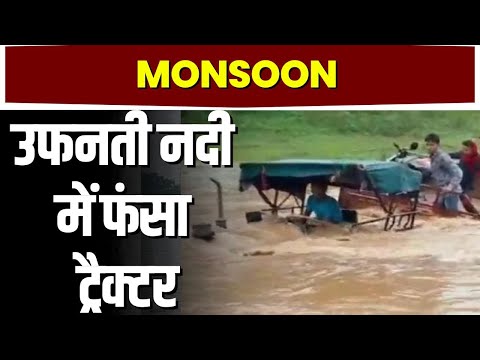 Sondur River Flood Dhamtari : सोंढूर नदी में अचानक आई बाढ़ | उफनती नदी में फंसा ट्रैक्टर