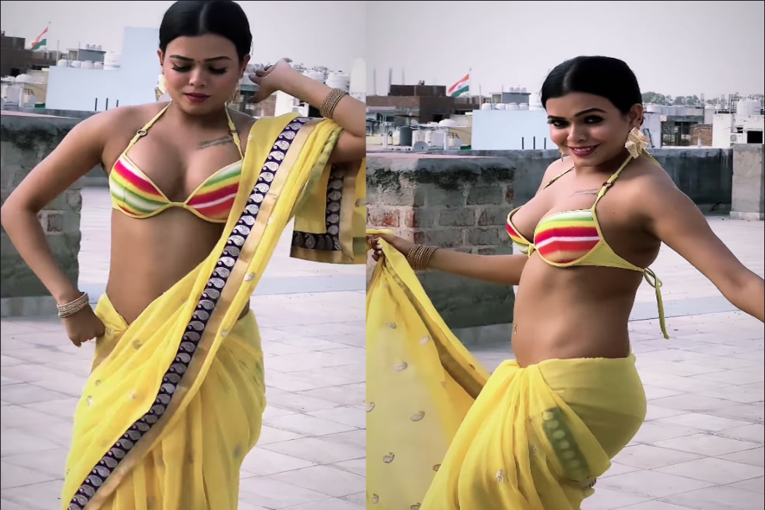 Indian Sexy Hot Latest Video : कैमरे के सामने ही हटा दिया साड़ी का पल्लू, बिकनी में नजर आईं सेक्सी भाभी, वीडियो देख नहीं होगा यकीन