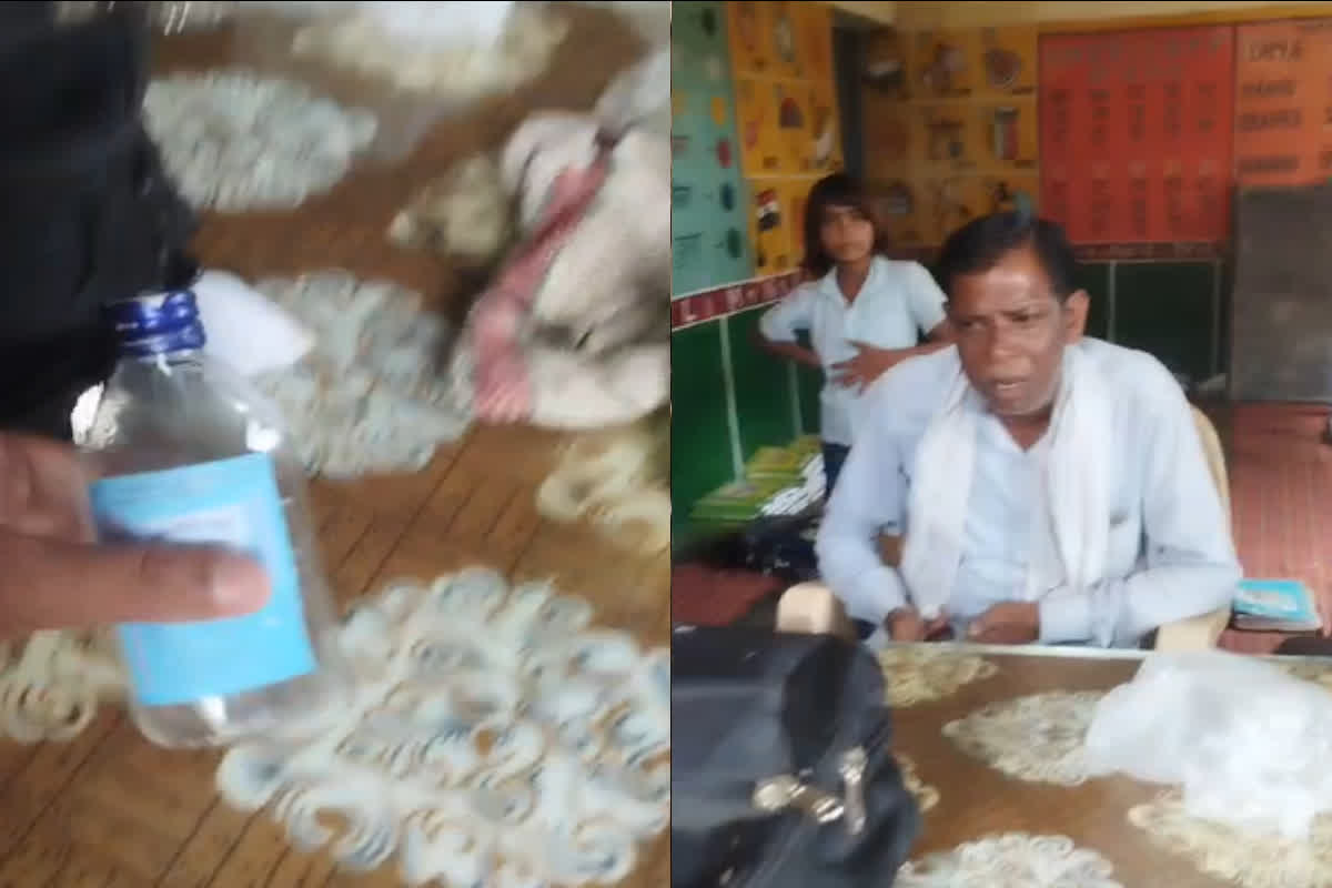 Teacher Slaps Student : दारू पीकर स्कूल आते हैं गुरुजी….नमस्कार करते ही छात्रा को जड़ दिया तमाचा, टेबल पर रखते हैं शराब की बोतल और नॉनवेज