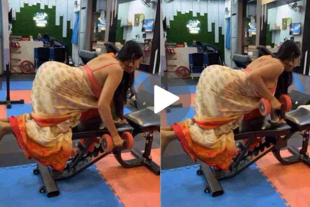 Watch Desi Indian Bhabhi gymming in bra and saree Hot Sexy Video Online HD