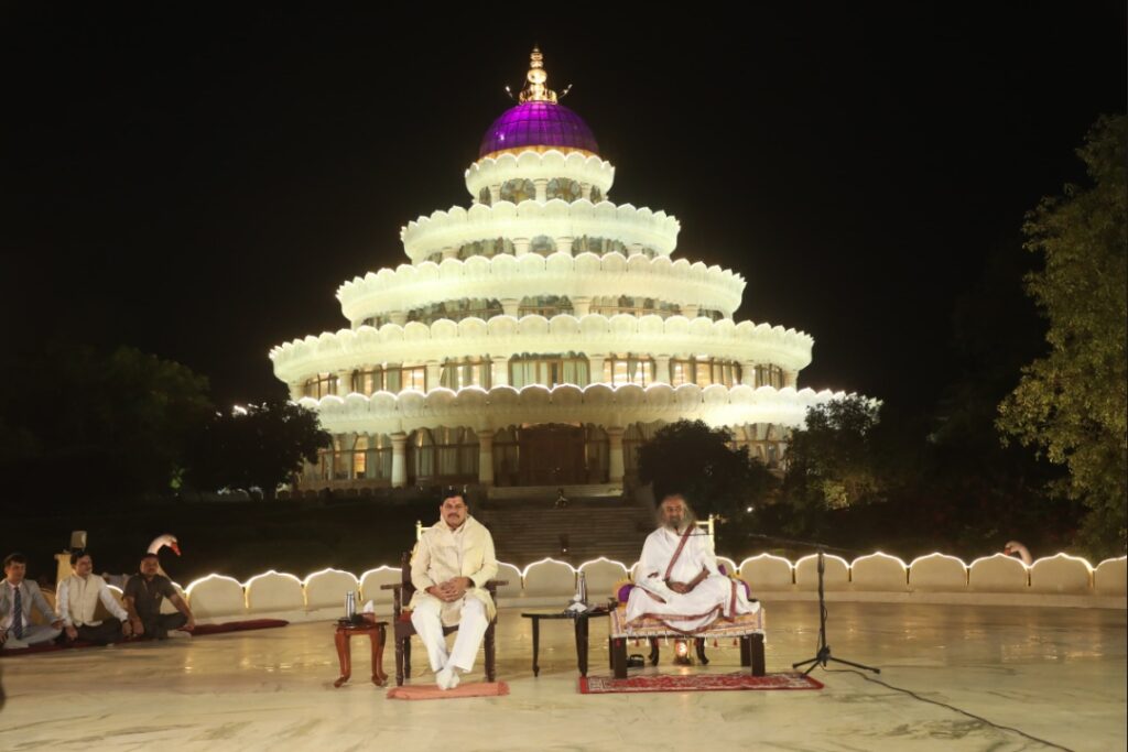 CM Mohan Yadav met yoga guru Sri Sri Ravi Shankar