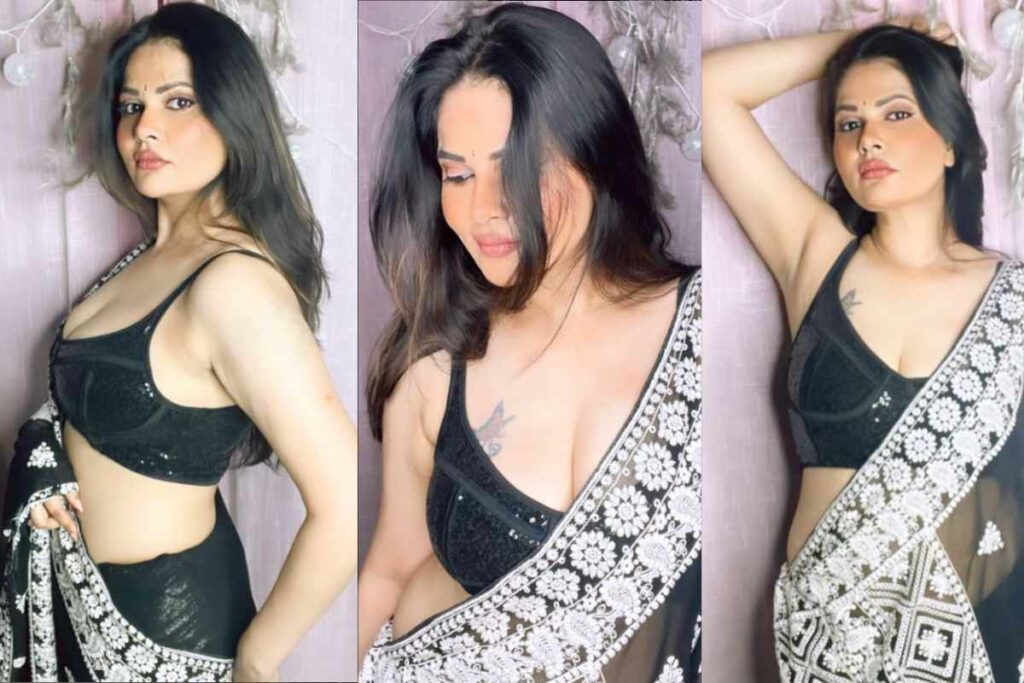 Abha Paul in Black Bra and Saree XXX Images and Videos