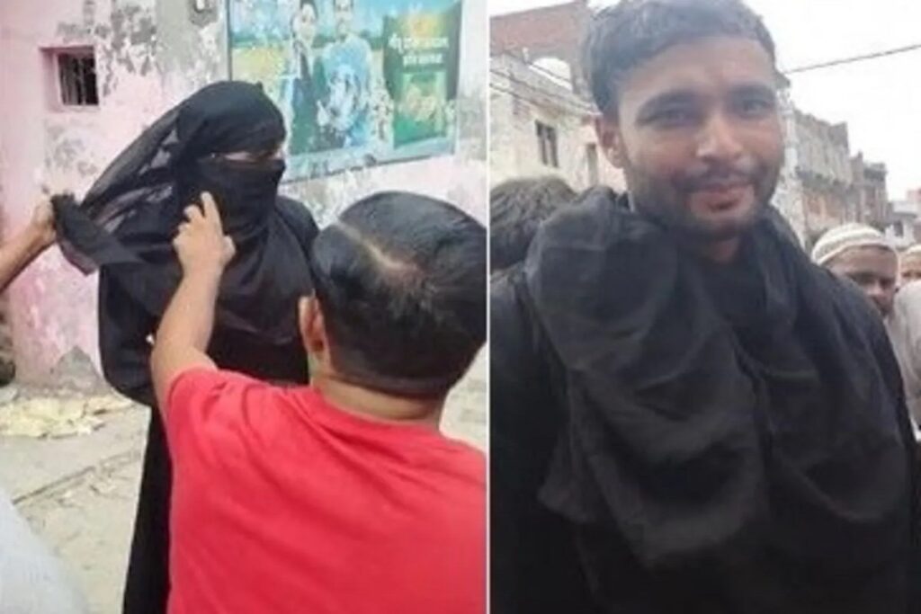 lover wearing a burqa went to meet girlfriend