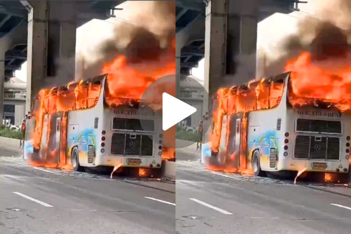 Bangkok School Bus Fire: स्कूली बच्चों समेत 20 की जलकर मौत.. बस में लगी भीषण आग, धूं-धूंकर जलती रही भीतर फंसे लोगों की लाशें, देखें Live वीडियो
