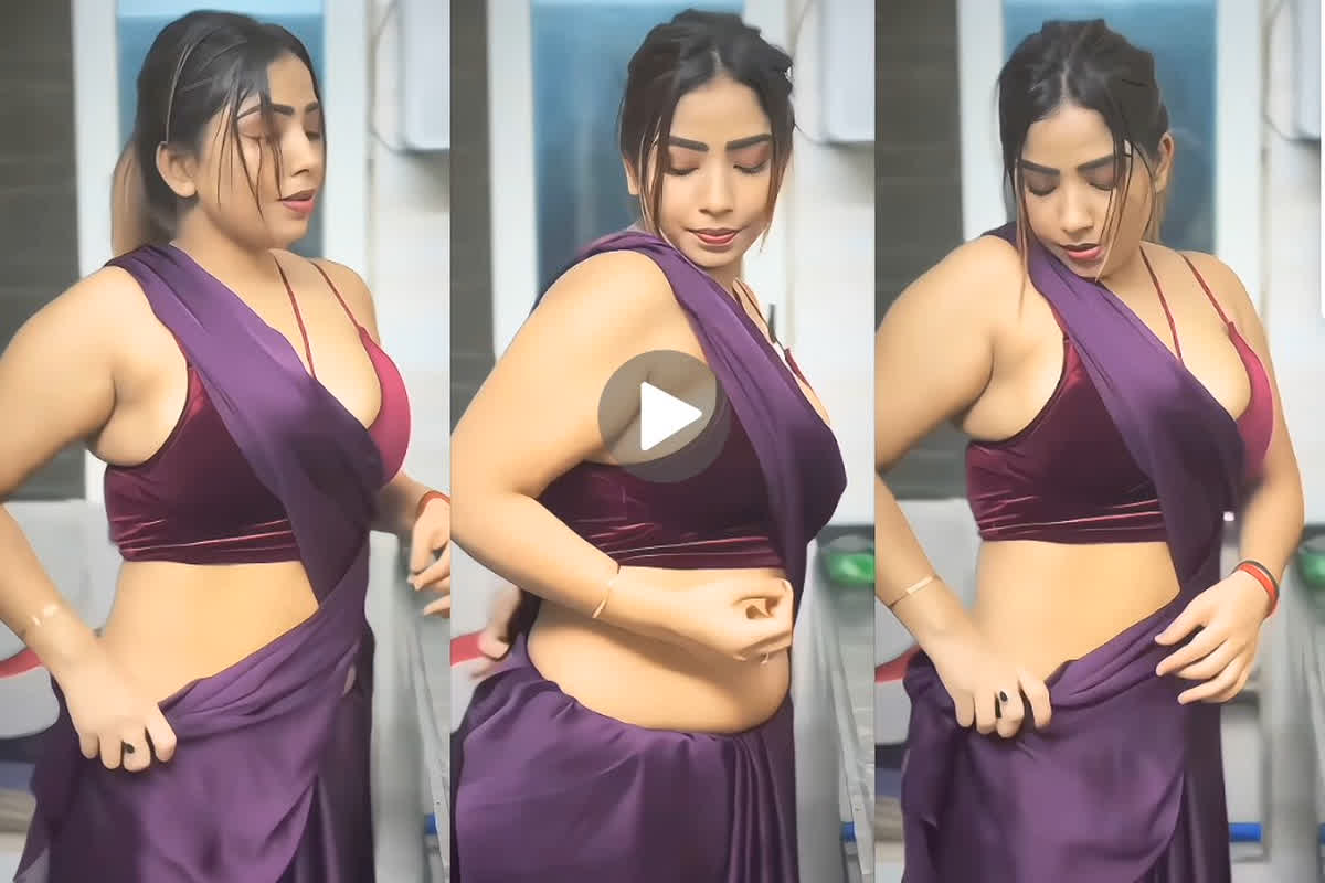 Hot Desi Bhabhi in Saree: देसी भाभी का अंदाज देखकर छूट जायेंगे पसीने.. पर्पल ब्रा पहन किचन में करने लगी ये काम, जबरदस्त तरीके से वायरल हो रहा वीडियो..