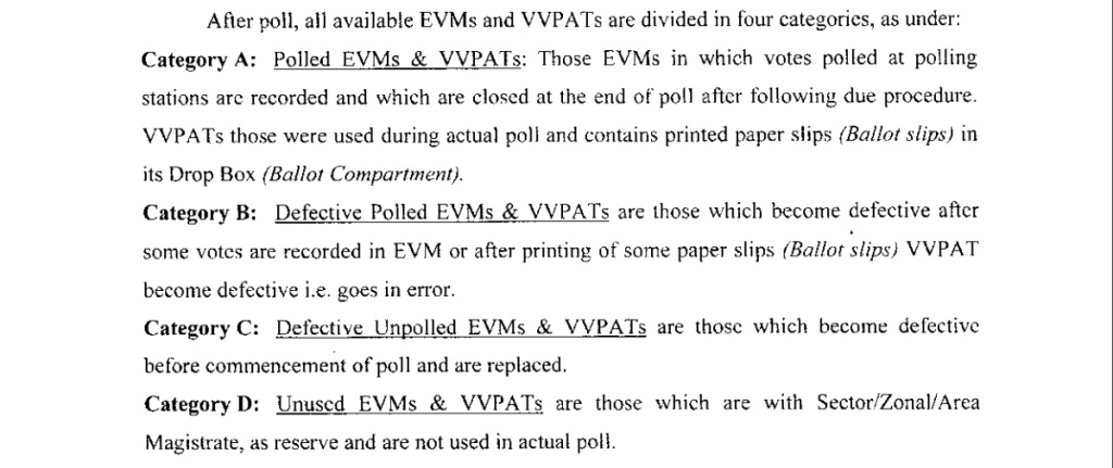 ईवीएम की निर्धारित श्रेणियां। (Source-ECI)