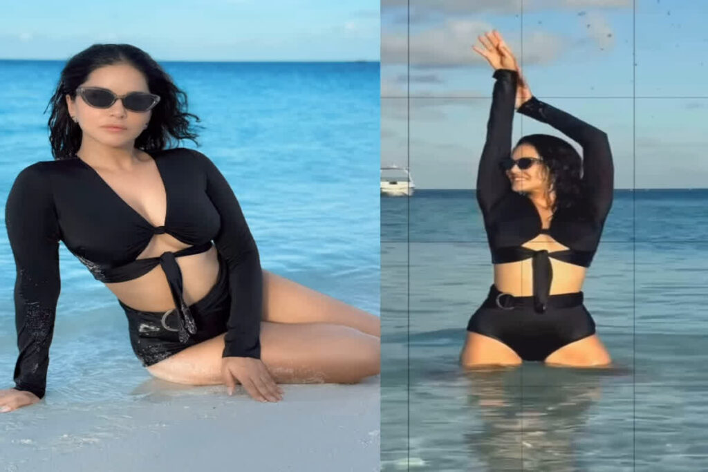 Sunny Leone In Black Monokini Sexy Video