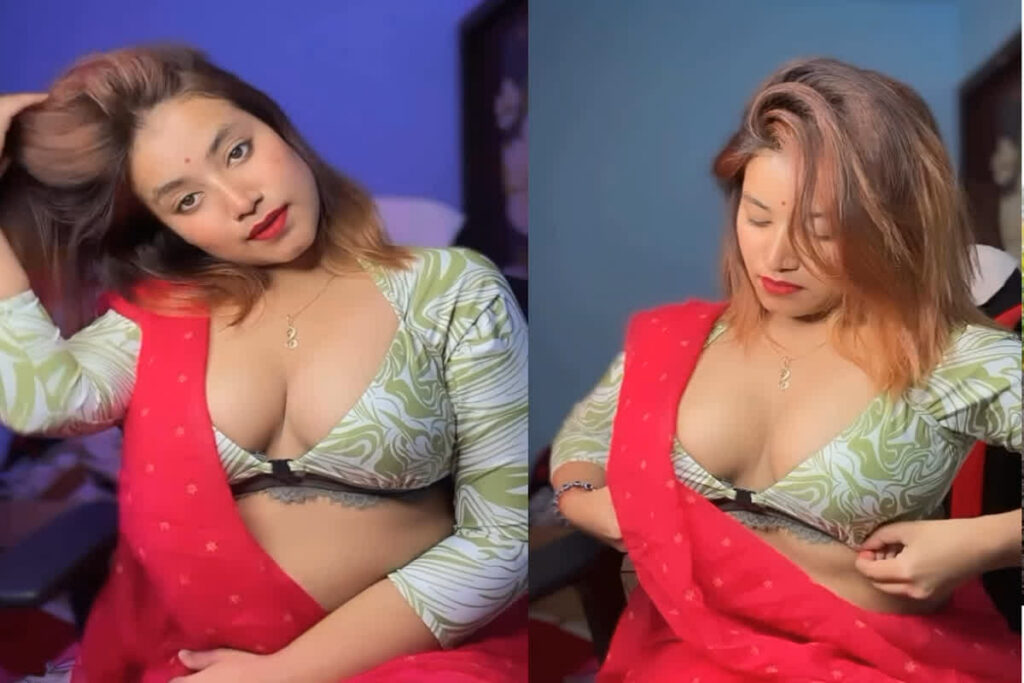Hot Bhabhi BF Sexy Video HD / डीप नेक ब्लाउज पहनकर देसी भाभी ने दिखाई कातिल अदाएं / Image Source: Screengrab
