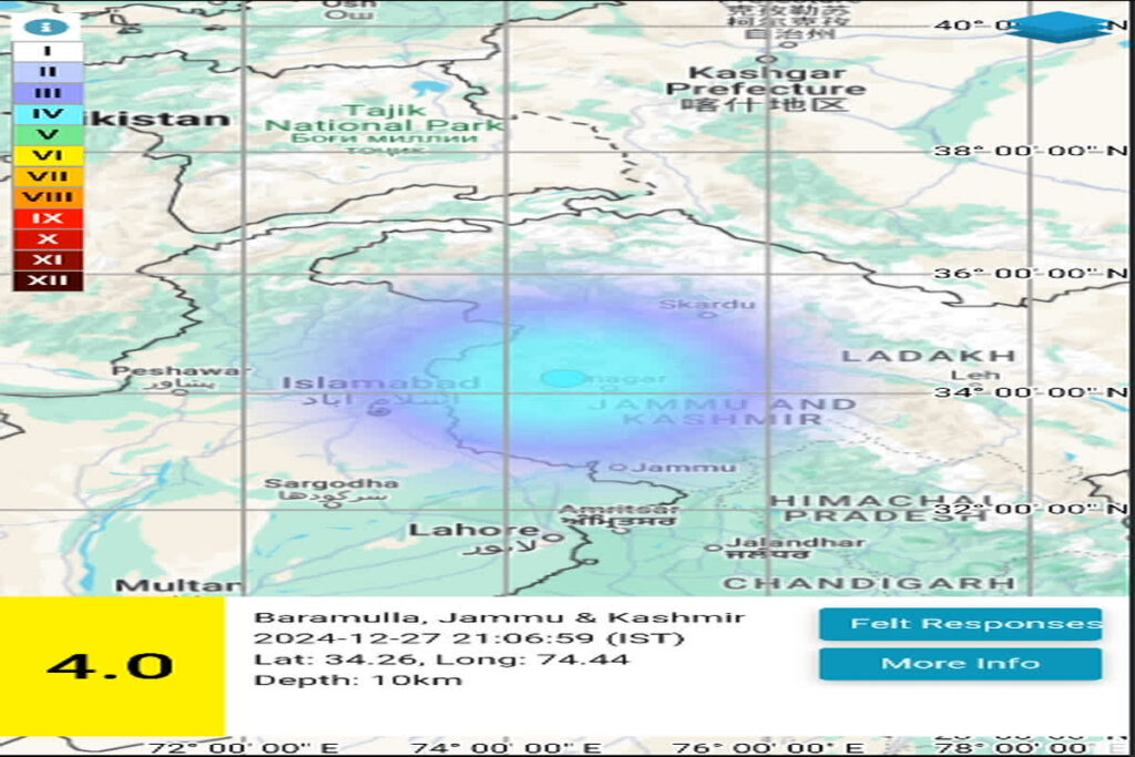 Earthquake In J&K। Image Credit: ANI