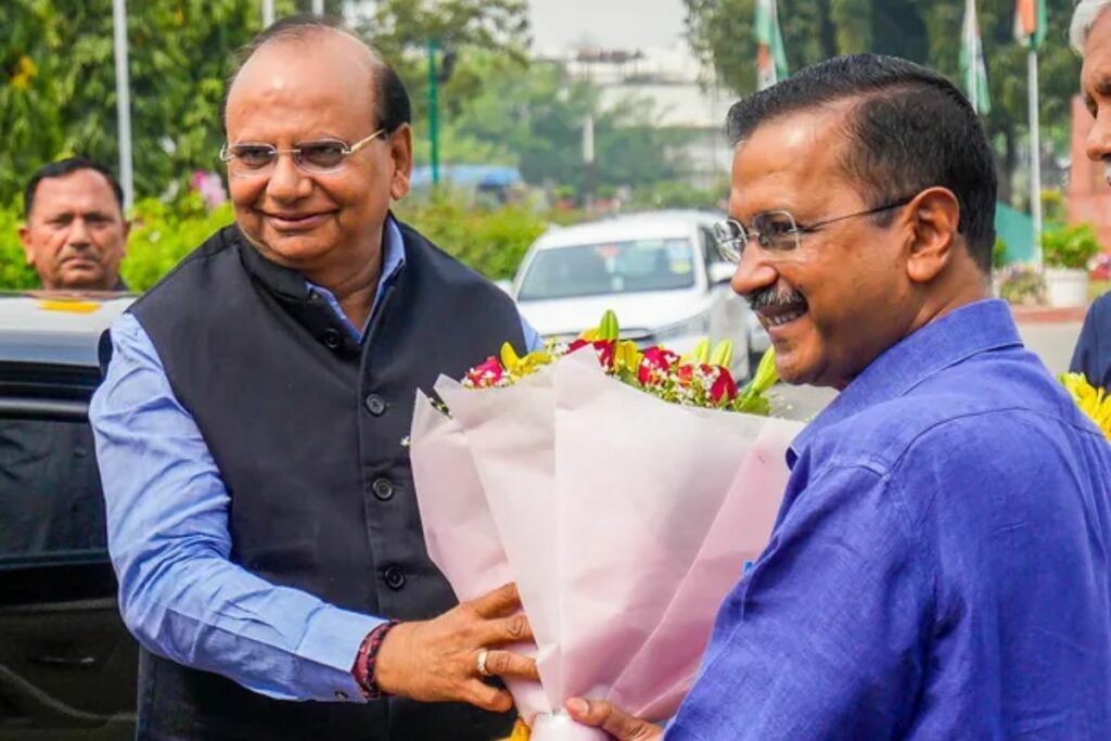 Delhi Lieutenant Governor VK Saxena and AAP national convenor Arvind Kejriwal