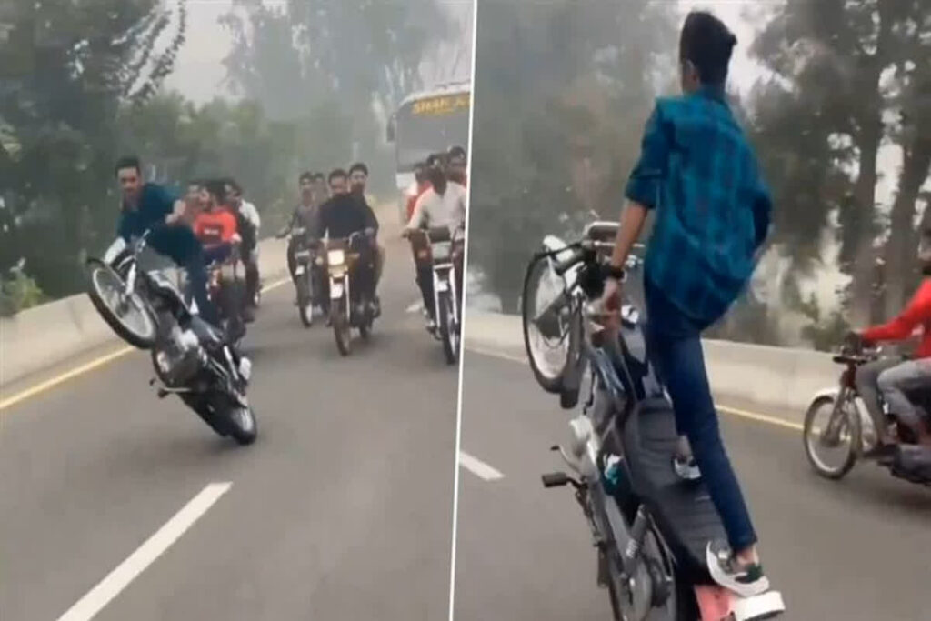 Bike Stunt Viral Video / Image Credit जनता की आवाज़ (पत्रकार) X Handle