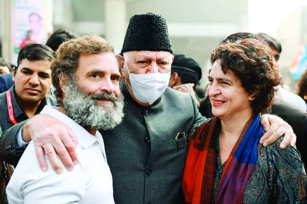 Farooq Abdullah with Rahul and Priyanka