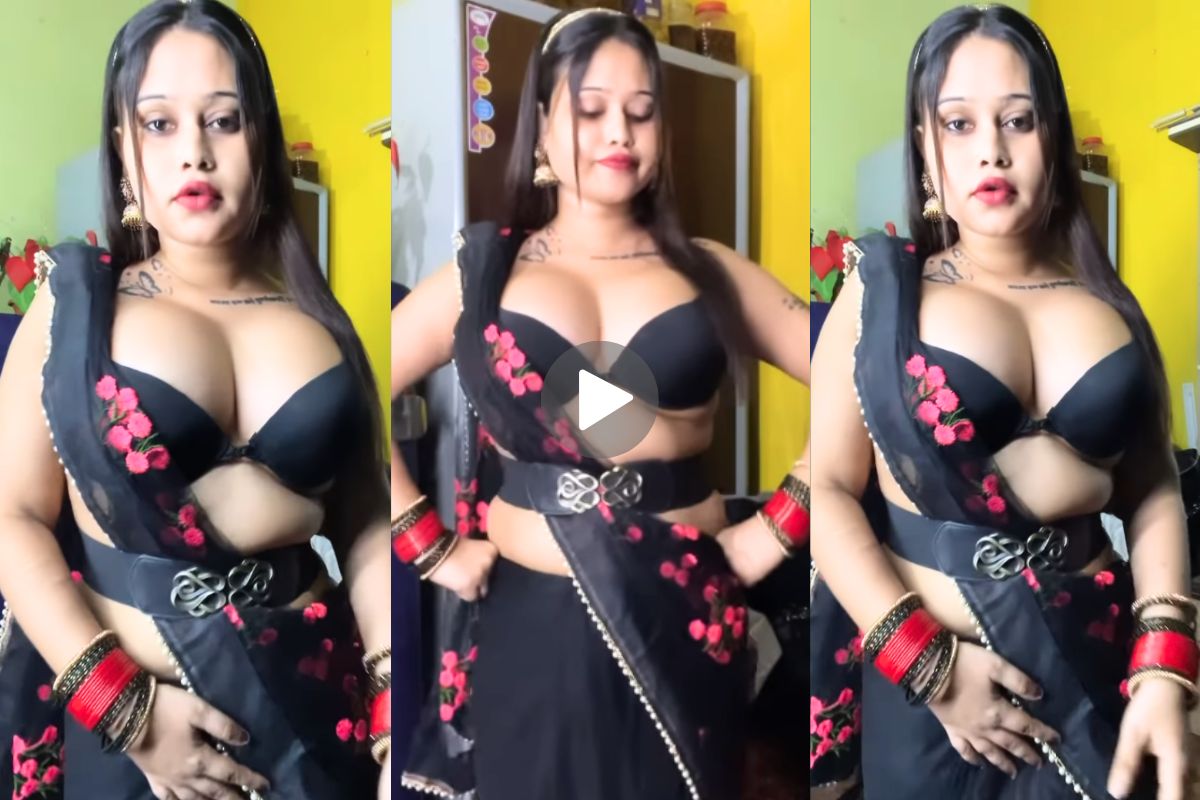 Indian Bhabhi in Black Bra Video: ब्लैक ब्रा और साड़ी में इस इंडियन भाभी ने लगाईं सोशल मीडिया में आग.. जवानी देखकर यूजर्स की भी उड़ गई नींदे, आप भी देखें